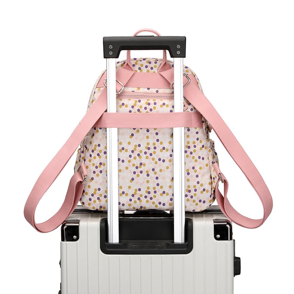 Tanweibago Mini Nylon Women Backpacks,11L Small Ladies backpacks Casual Lightweight Women Shopping Travel Daypack (A-Black White)