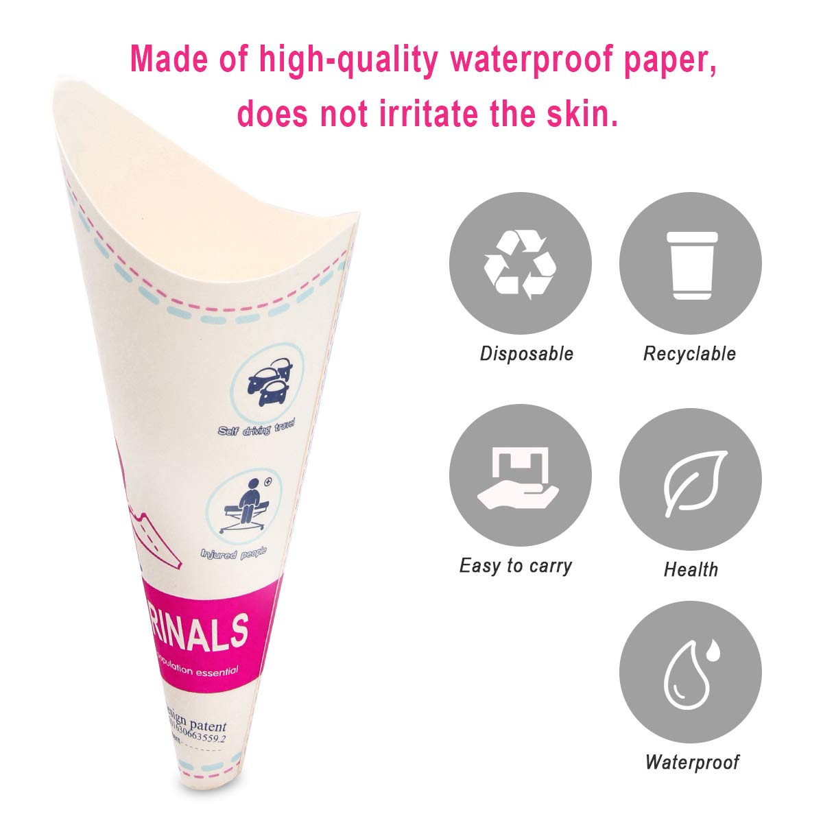 Luxiv 20 50 Pcs Disposable Female Urination Device, Portable Girl Urinal Funnel Women Outside Pee Cup Waterproof Paper Standing Pee Disposable Cup Female Urinal for Camping, Hiking, Wounded, Pregnant