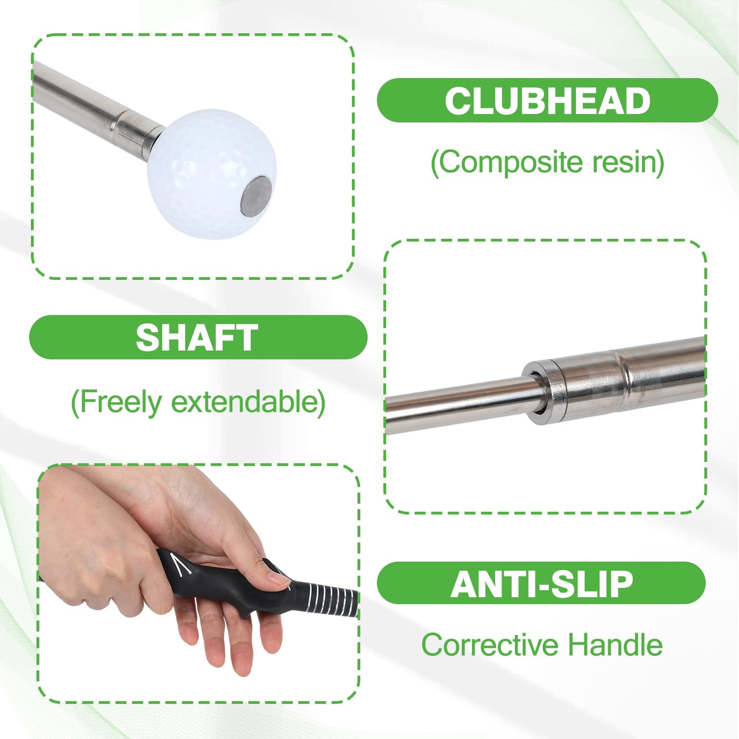 Crystalberry Retractable Golf Swing Training Aid Golf Training Aid for Warm-Up Portable Golf Swing Trainer Golf Accessories Strength & Tempo Training for Chipping Hitting