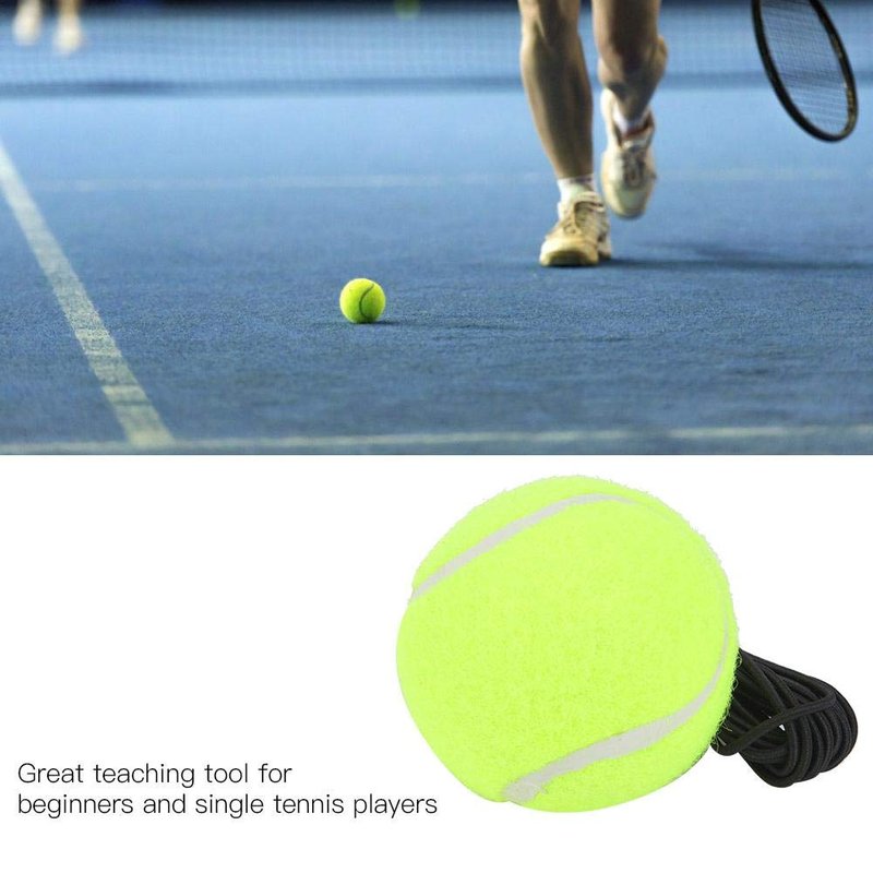 Tennis Beginner Training Ball with Elastic Rubber String for Single Practice - Parking Aid, Woolen Rubber Trainer