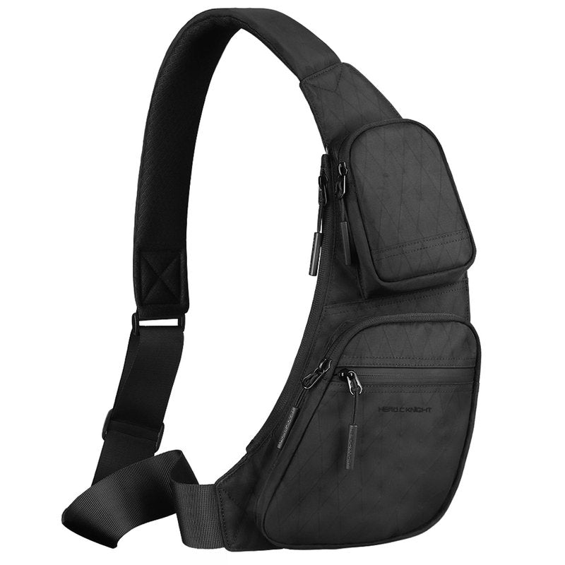 hk Sling Bag for Men with 3‑Layer Sailcloth‑Inspired Performance Fabric, Lightweight Waterproof Sling Bag for Men with Tablet Compartment, Crossbody Bag for men, Commuting, Black