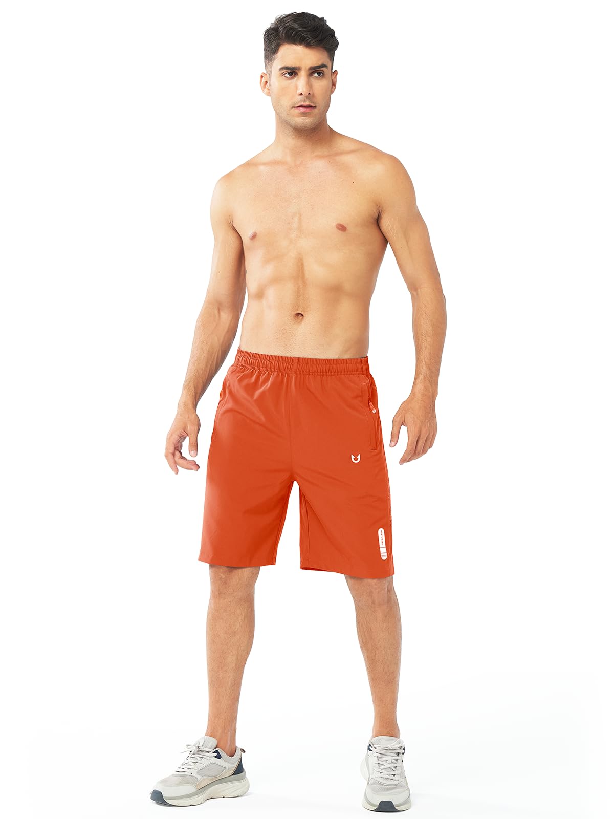 NORTHYARD Men's Athletic Running Shorts Gym Workout 7"/9"/5" Quick Dry Lightweight Sports Basketball Tennis 3 Zipper Pockets ORANGE-9inch XL
