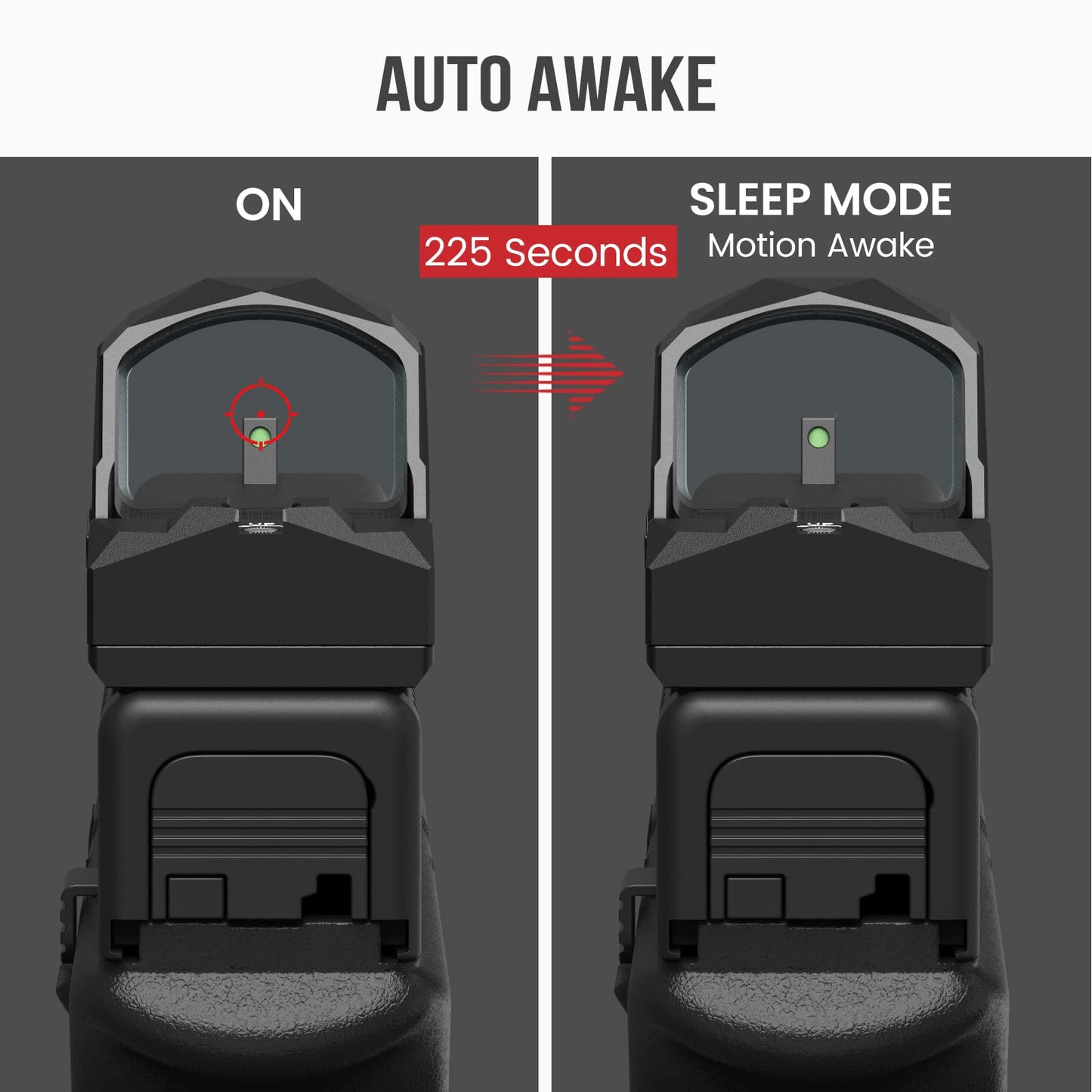 VOTATU PMD504-R Multiple Reticle Red Dot Sight Compatible with RMR Footprint and Picatinny Mount - Shake Awake 1x24mm Micro Reflex Sight 2 MOA Dot 62 MOA Circle Optic