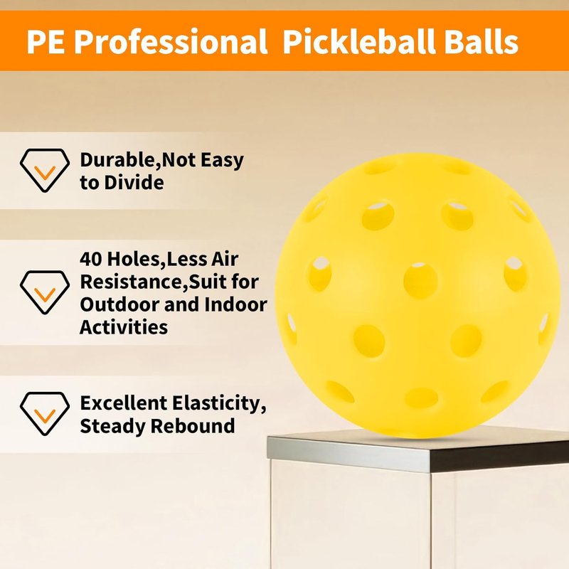 Pickleball Balls Set - 40 Hole Outdoor Balls with 8mm Precision Drilled Design | Ideal for Indoor & Outdoor Play