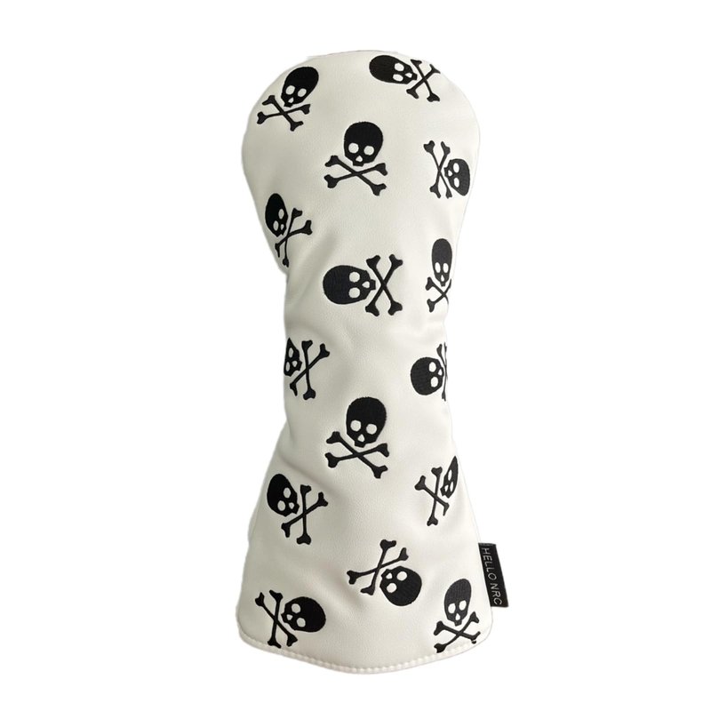 White Golf Club Headcover 3 Wood Headcover Hybrid Head Covers Skulls Embroidery Premium Leather Driver Fairway Wood Hybrid Head Cover (1pc for Hybrid)