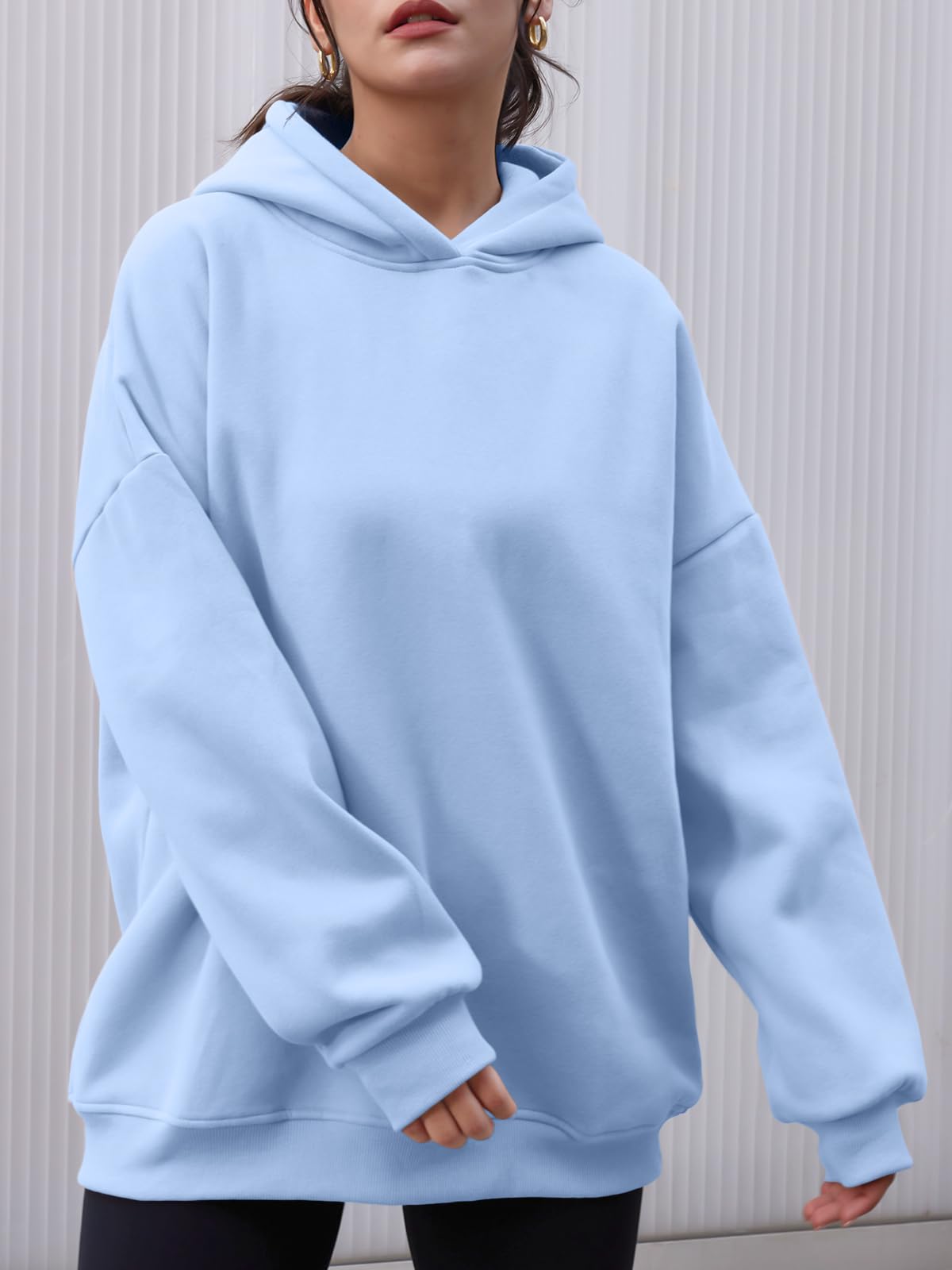 AUTOMET Womens Oversized Hoodies Fleece Sweatshirts Hooded Pullover 2024 Fashion Fall Clothes Trendy Outfits Winter Sweater_LightBlue_L