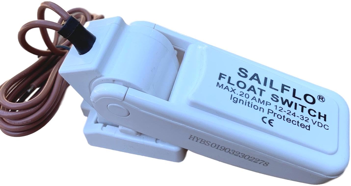 SAILFLO 2000GPH 12V Bilge Pump with Separate Float Switch – Submersible Marine Boat Electric Water Pump, 1-1/8” Hose Outlet, Anti-Airlock Protection, Heavy-Duty Motor, 8.5A 12 Volt Low Draw