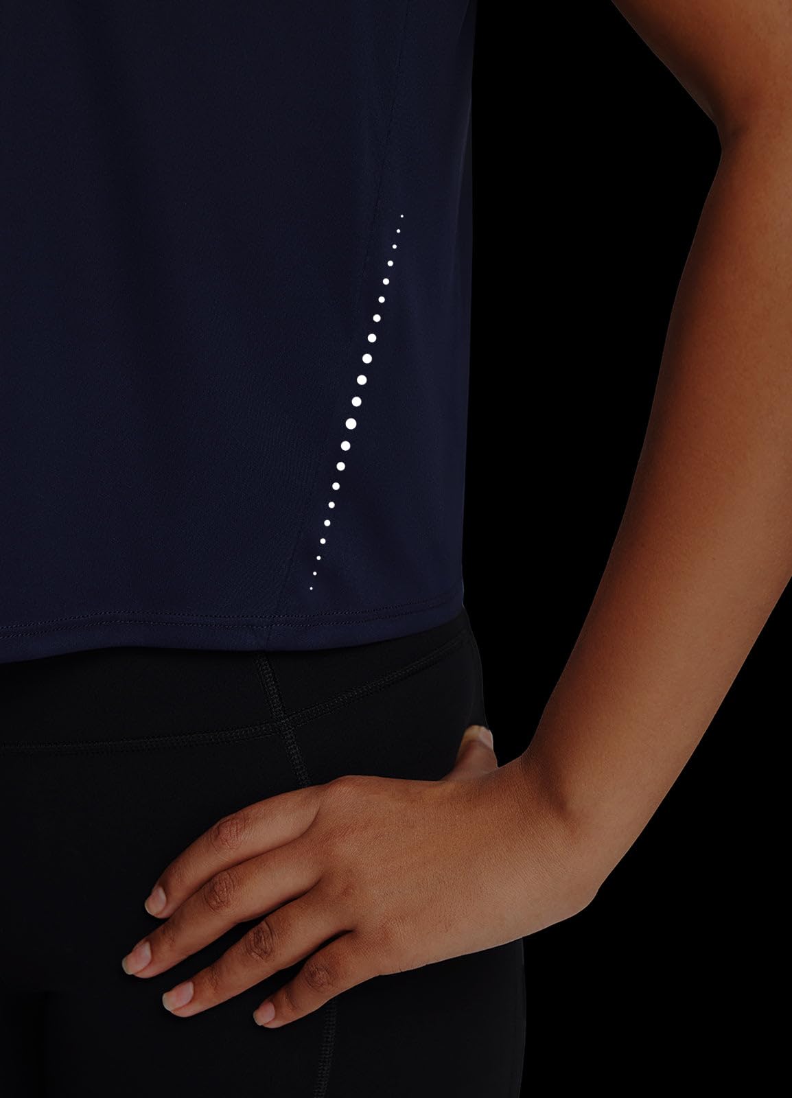 baleaf Women's Athletic Sun Shirts Short Sleeve Running Tops Workout Cropped Split Back Gym UPF 50+ Quick Dry Lightweight Sun Protection Navy M