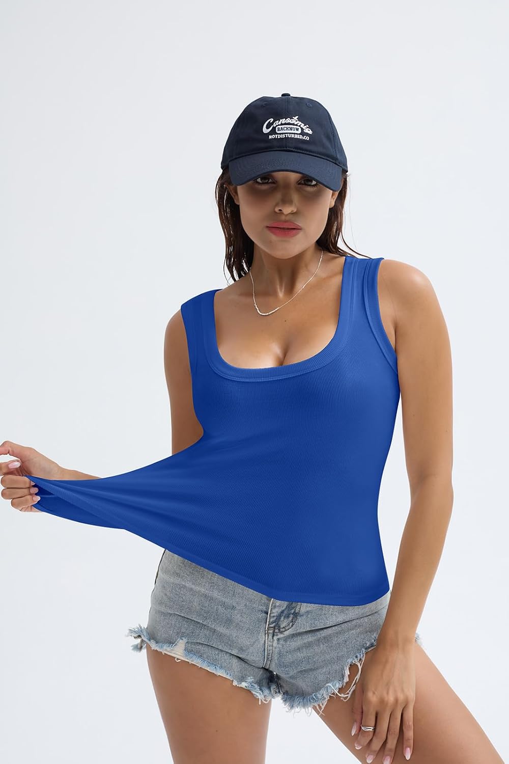 SVALIY Women's Fitted Ribbed Tank Top - Square Neck Sleeveless Shirt for Summer | Casual Basic Top