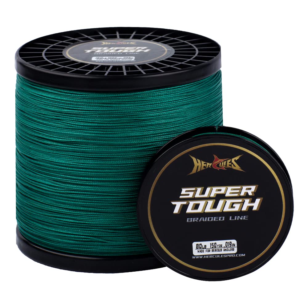 HERCULES Super Tough Braided Fishing Line 25 pounds Test Moss Green 25LB (500 Yards) - 4 Strands