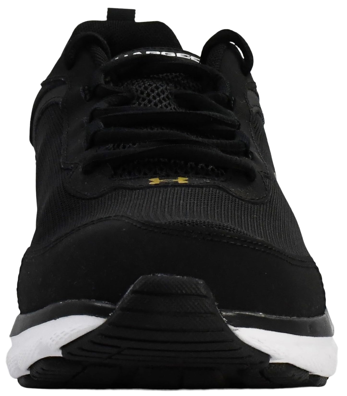 Under Armour Men's Charged Assert 9 Running Shoe, Black/White/Gold,9.5