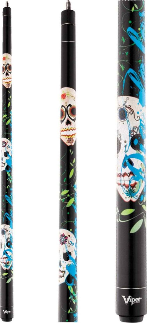 Viper by GLD Products Underground 58" 2-Piece Billiard/Pool Cue, Dia De Los Muertos, 19 Ounce, Black (50-0660-19)