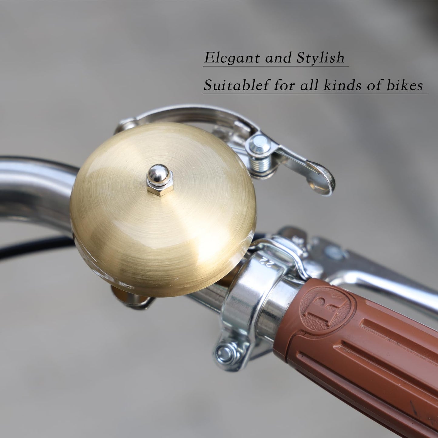SUNNANDAEG 56mm Solid Brass Bike Bell, 20% Louder 84dB Melodious Ring, Vintage Hand-Spun Rustproof Bicycle Bell, Universal Fit 22.2–31.8mm Handlebar for Road Gravel City Commuter Mountain & Kids Bikes