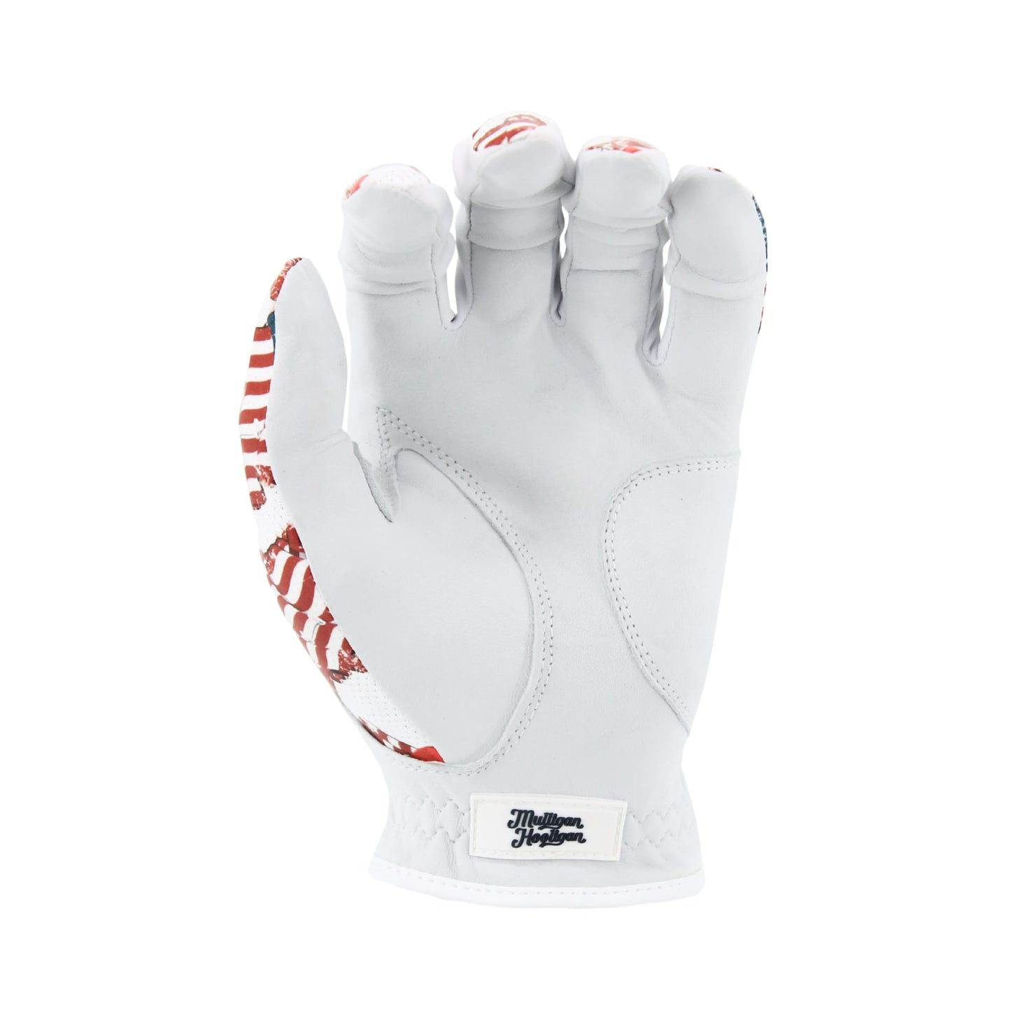 MULLIGAN HOOLIGAN® Men's Golf Glove | Premium Cabretta Leather & Mesh, Breathable Moisture-Wicking Comfort, Unique Standout Design for Men & Women (Patriotic USA Flag, Large, Worn On Right Hand)