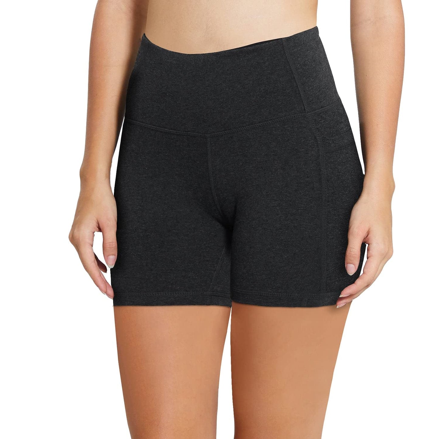 baleaf Workout Shorts Women 5" Tummy Control Short Pockets Charcoal M