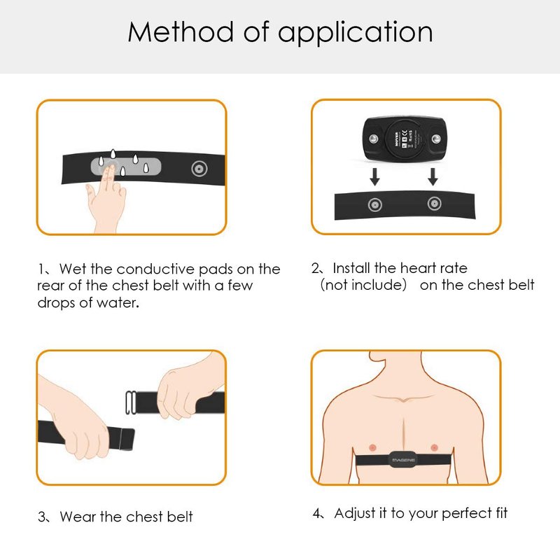 XUXIN Replacement Heart Rate Monitor Soft Strap Adjustable Elastic Chest Mount Belt Compatible with Polar, Garmin, Wahoo Strap