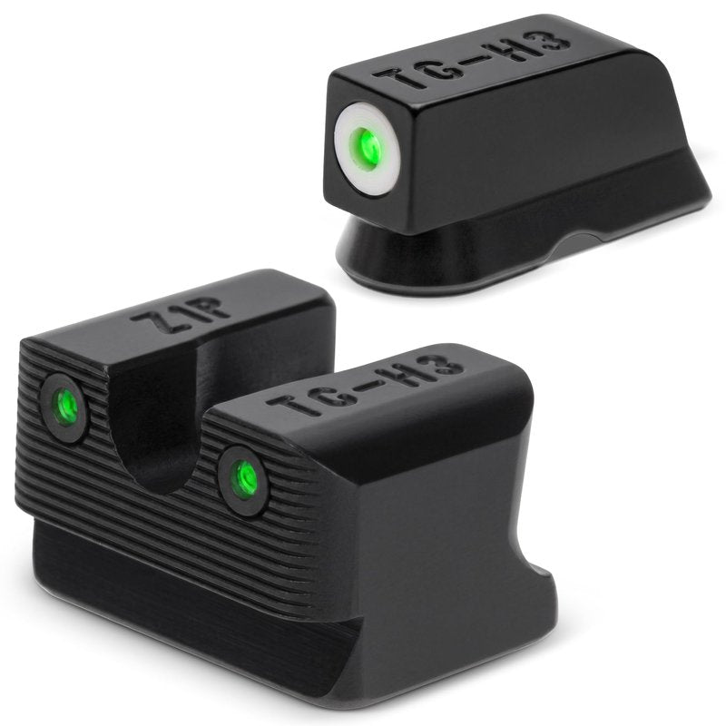 TRUGLO Tritium Pro Compact Night Sights with Daylight White Dots, Night Tritium Dots & Focus Lock Front Ring for CZ Handguns, Black