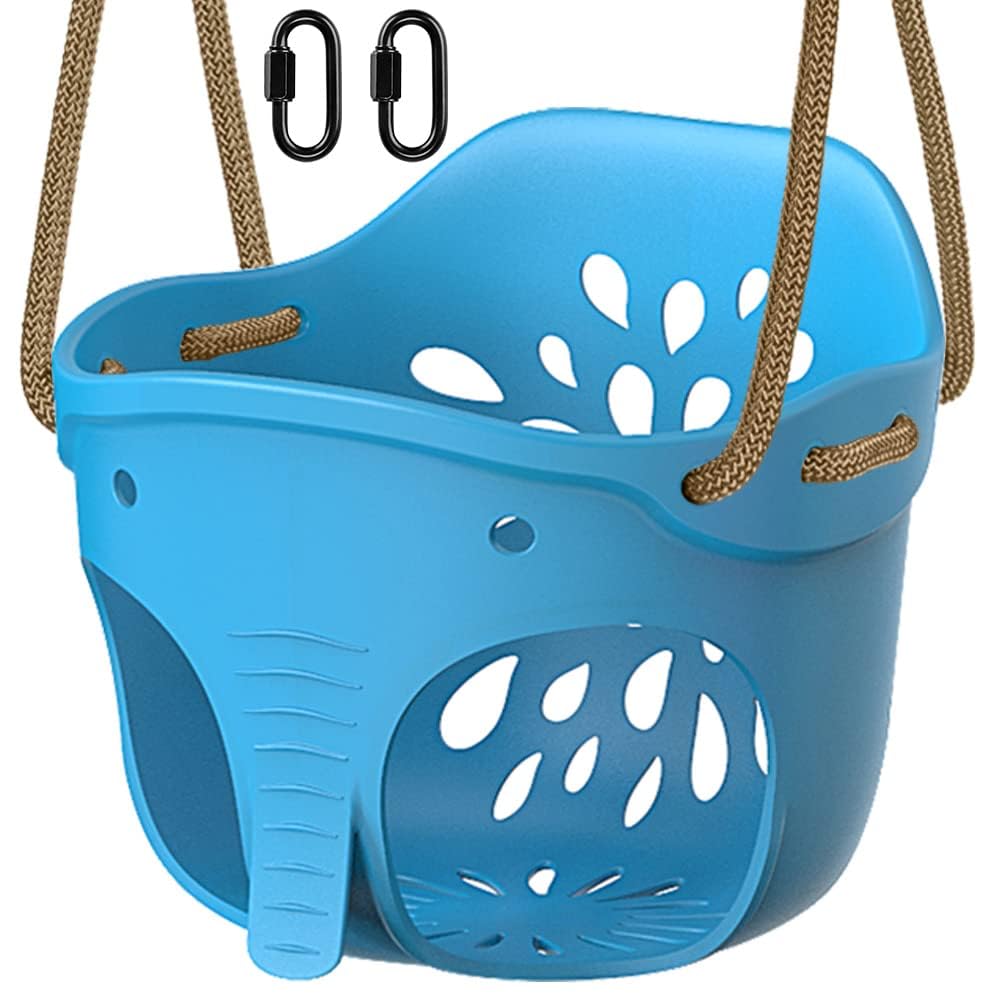 BeneLabel 600 LB Weight Capacity Full Bucket Toddler Swing Seat with Adjustable Height Rope from 4.2 to 6.7 FT High Back Bucket Seat Swing for Toddler - Cute Elephant Shape Design
