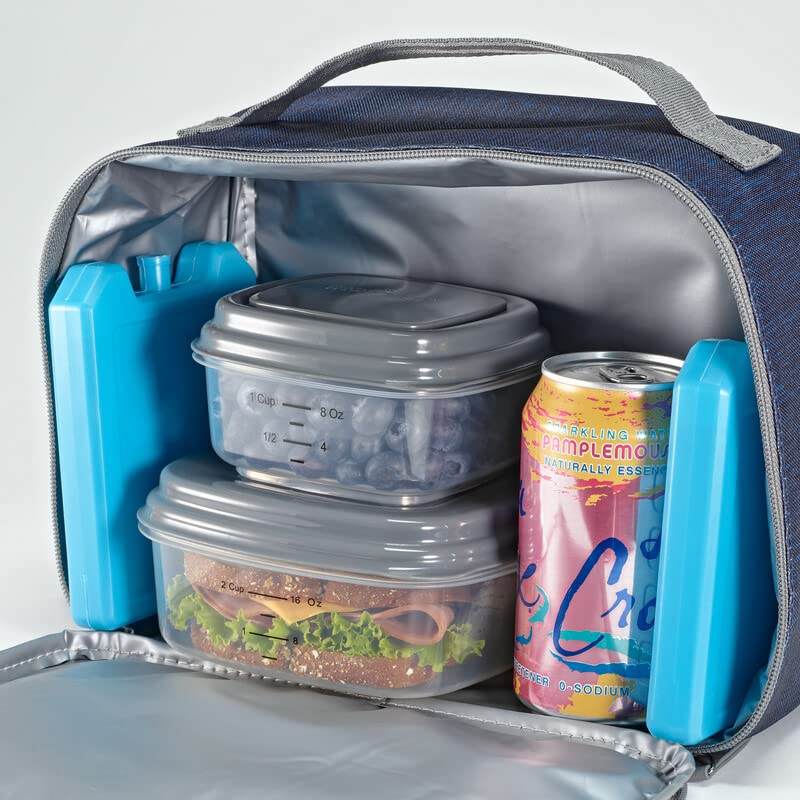 Fit & Fresh Cool Coolers, 5 Pack Days of the Week Ice Blocks, Compact & Reusable Ice Packs for Lunch Boxes & Coolers, Blue