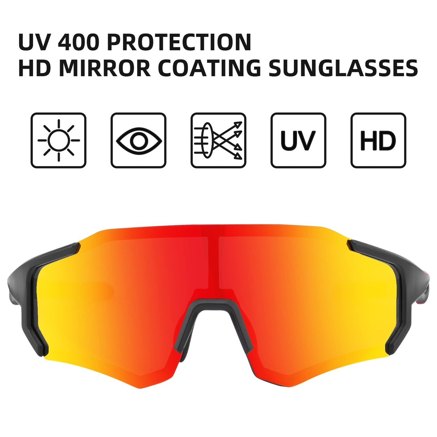ROCKBROS Polarized Sunglasses for Men Women UV400 Protection Cycling Bike Glasses TAC Lightweight Frame Driving Fishing Golf Sunglasses，Orange