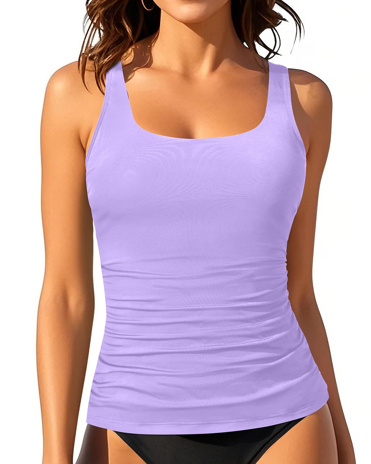 Tankini Tops for Women Tummy Control Swimwear Top Only No Bottom Lavender