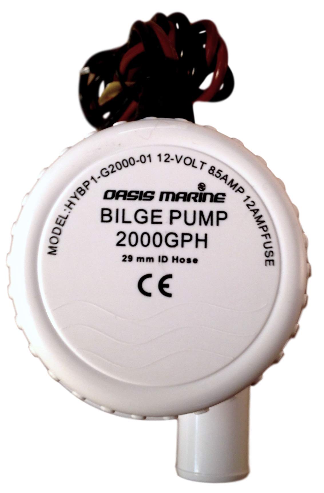 OASIS MARINE 2000 GPH 12V Bilge Pump – Marine Submersible Boat Water Pump, 1-1/8” (29mm) Outlet, Anti-Airlock, Stainless Steel Shaft, Fast & Reliable Bilge Drainage (Bilge Pump With Float Switch)