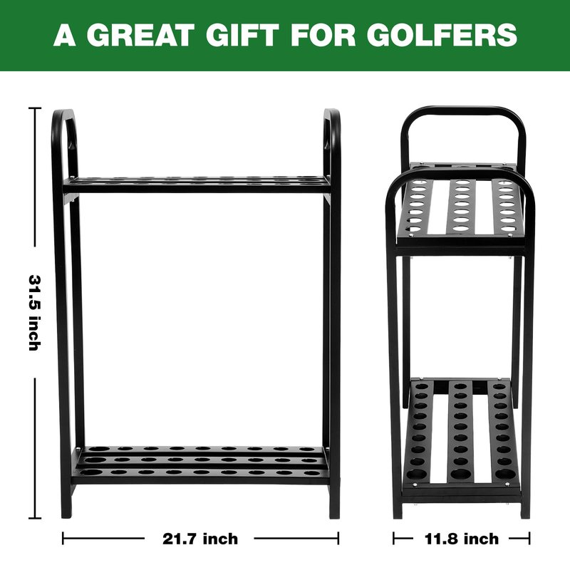 Hicarer 27 Hole Golf Club Holder Metal Golf Club Organizer Stand Rack Putter Stand Display for Indoor and Outdoor Use Home, Black