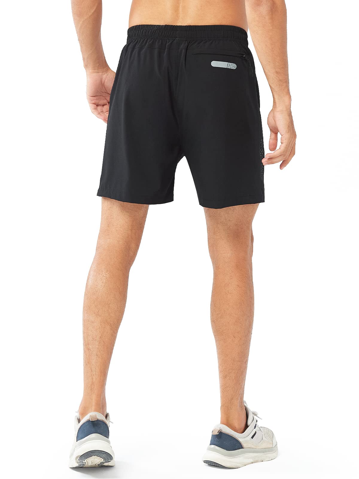 NORTHYARD Men's Athletic Running Shorts Gym Workout 7"/9"/5" Quick Dry Lightweight Sports Basketball Tennis 3 Zipper Pockets Black-5inch 2XL