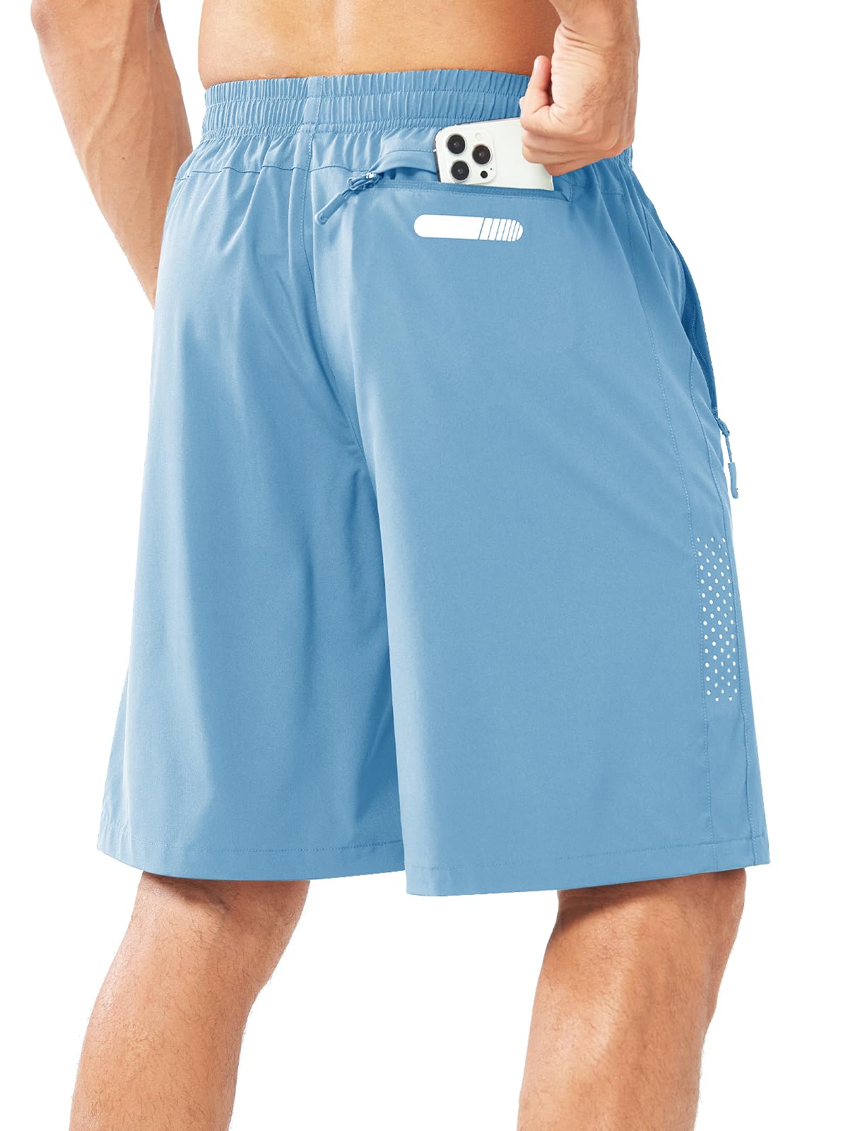 NORTHYARD Men's Athletic Running Shorts Gym Workout 7"/9"/5" Quick Dry Lightweight Sports Basketball Tennis 3 Zipper Pockets SKYBLUE-9inch XL