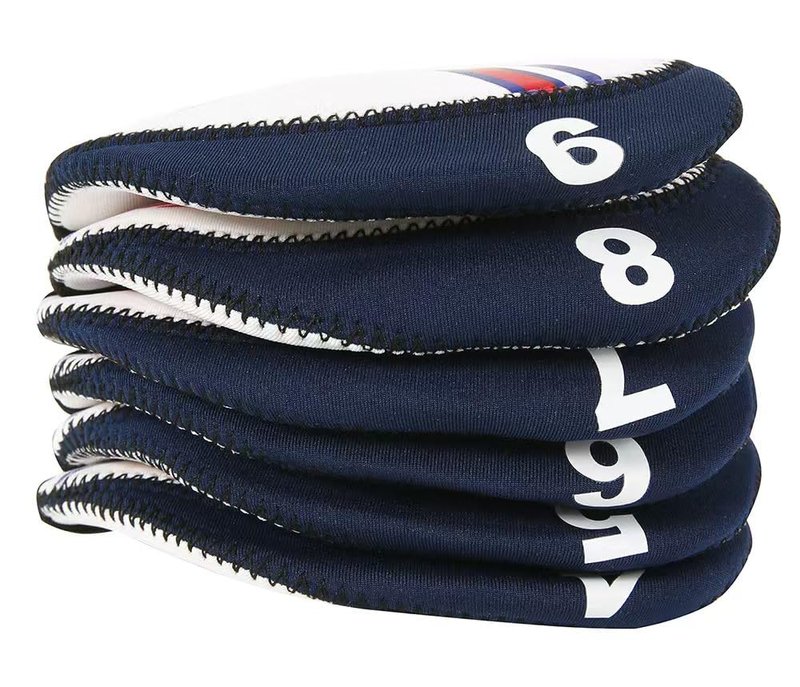 DBYAN Golf Iron Head Covers Set White & Blue US Flag Neoprene Golf Club Head Cover Wedge Iron Protector Case Headcover Fit All Brands Titleist, Callaway, Ping, Taylormade, Cobra Etc.