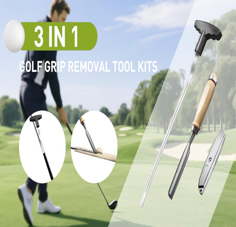 Hateenru Golf Grip Tape Removal Tool Kits, 12" V-Groove Grip Remover Saver Tool, Tape Stripper Remover & Hook Blade, Perfect for Regripping Graphite and Golf Club Steel Shafts Grip Repair