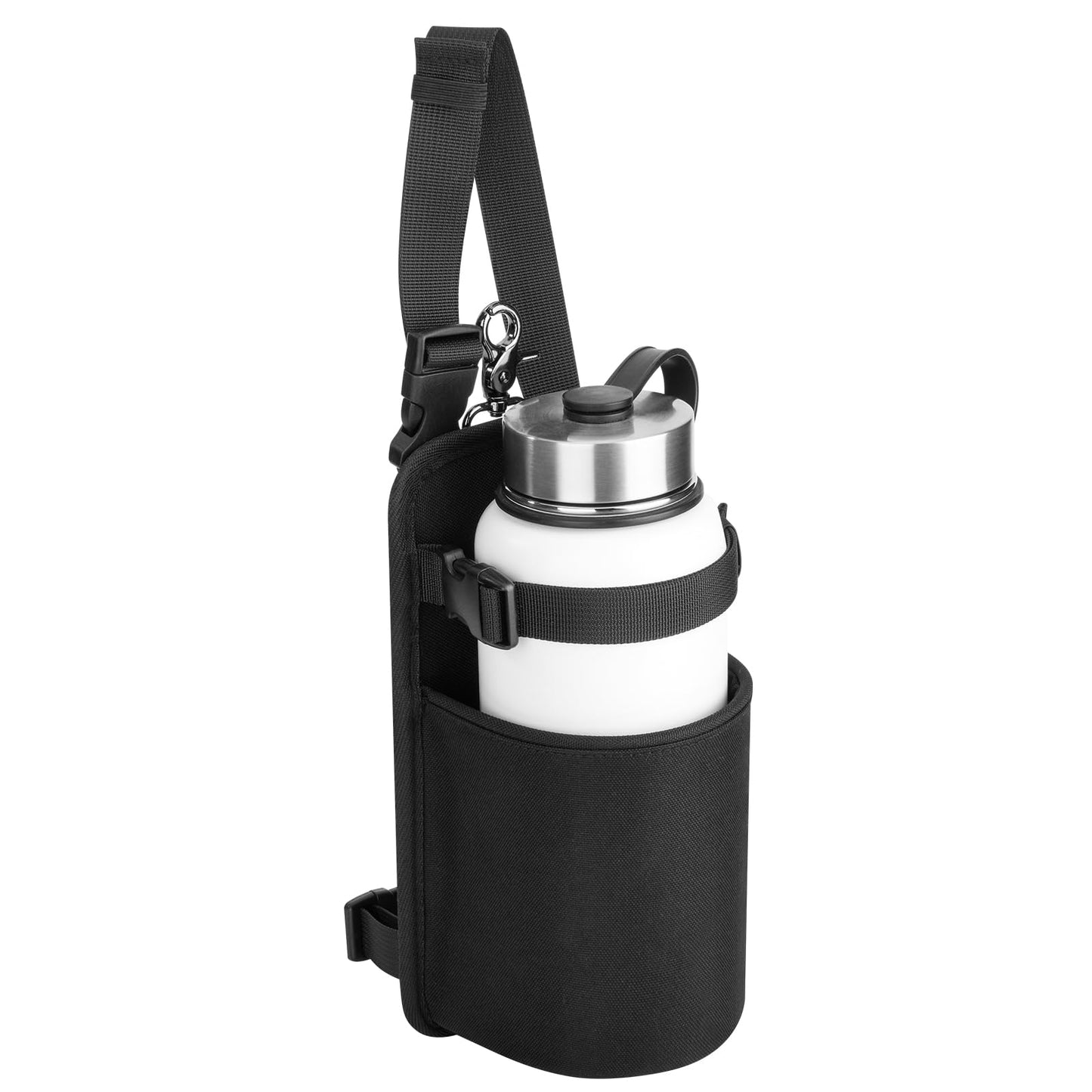 Xxerciz Water Bottle Holder for Horse Saddle, Nylon Water Bottle Carrier Bag with Metal Clip and Handle Strap for English Western Saddles