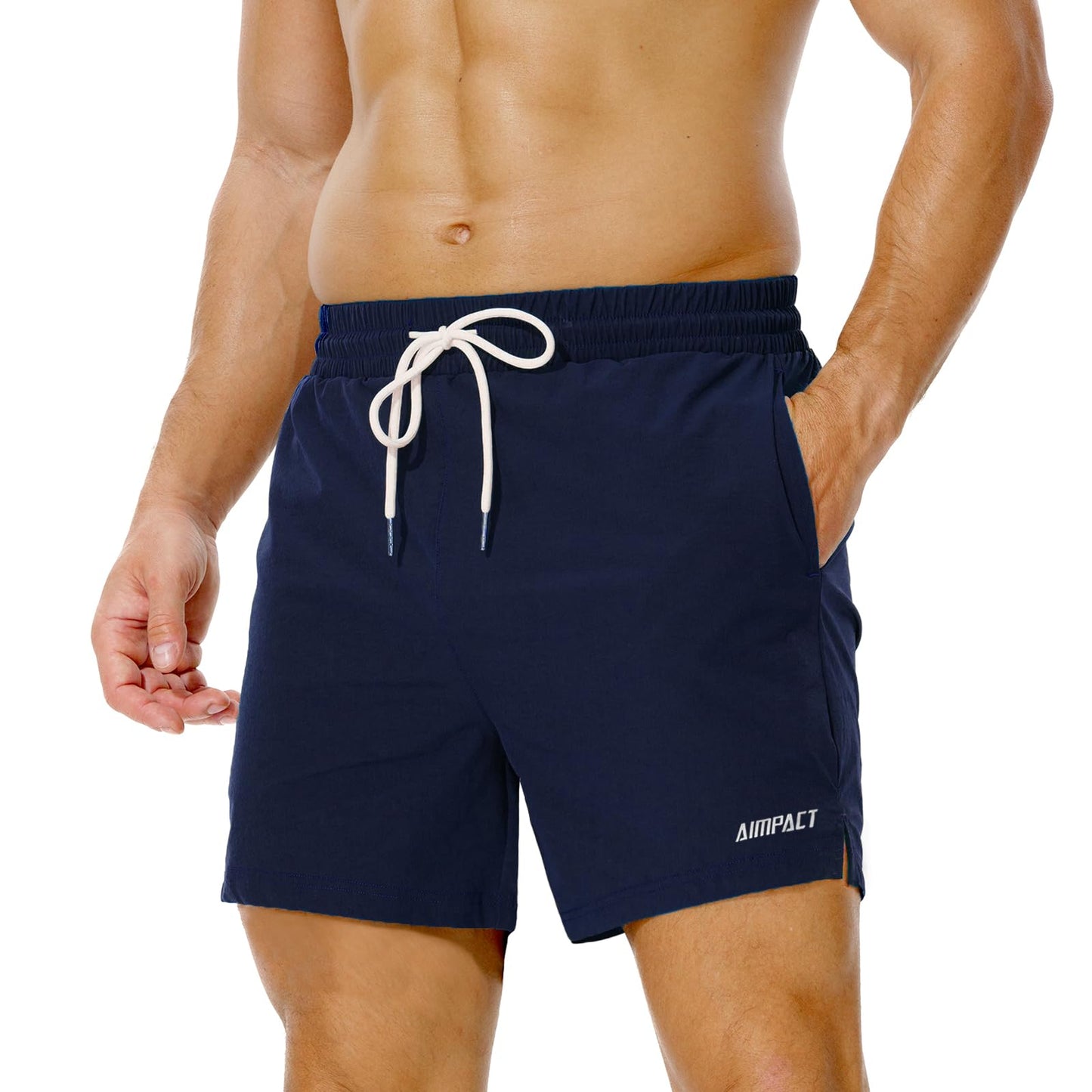 AIMPACT Mens Running Gym Shorts 5 Inch Breathable Lightweight Athletic Sport Shorts Training Workout Shorts with Pockets (Navy L)