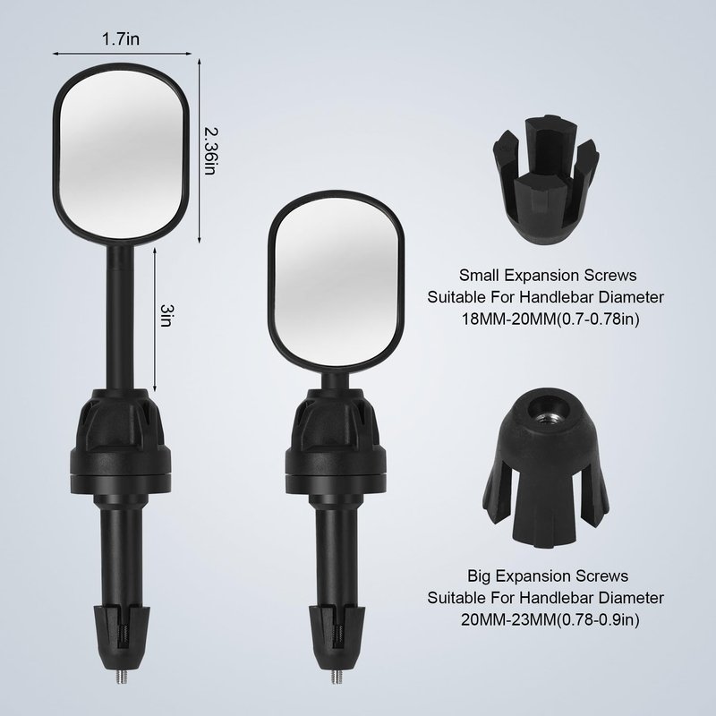 Bike Mirror Handlebar Mount,Bike Bar End Mirror, HD Convex Bicycle Rearview Mirror with Adjustable Viewing Angle (2)
