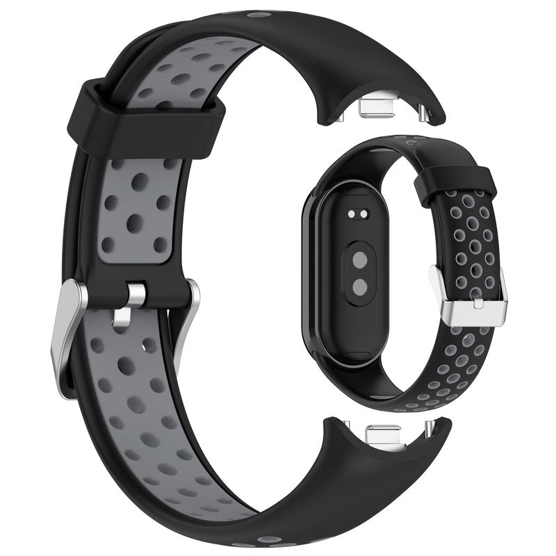 LOKEKE Compatible With Xiaomi Band 9 Replacement Band - Silicone Wrist Strap - Black+Gray