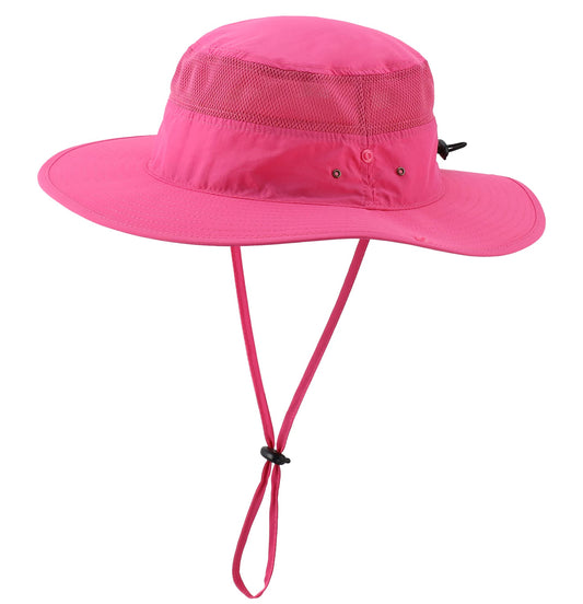 Connectyle Outdoor Mesh Sun Hat Wide Brim Sun Protection Hat Summer Fishing Hunting Hiking Gardenig Hat Rose Red