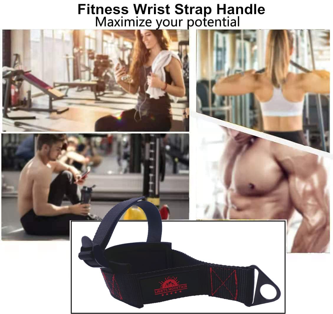 Lights Mountain 2 PCS Fitness One-hand Wrist Strap Exercise Handle Arm Wrestling Forearm Strengthener,Pull-down Multi Gym Bodybuilding Cable Attachment Tricep Handle