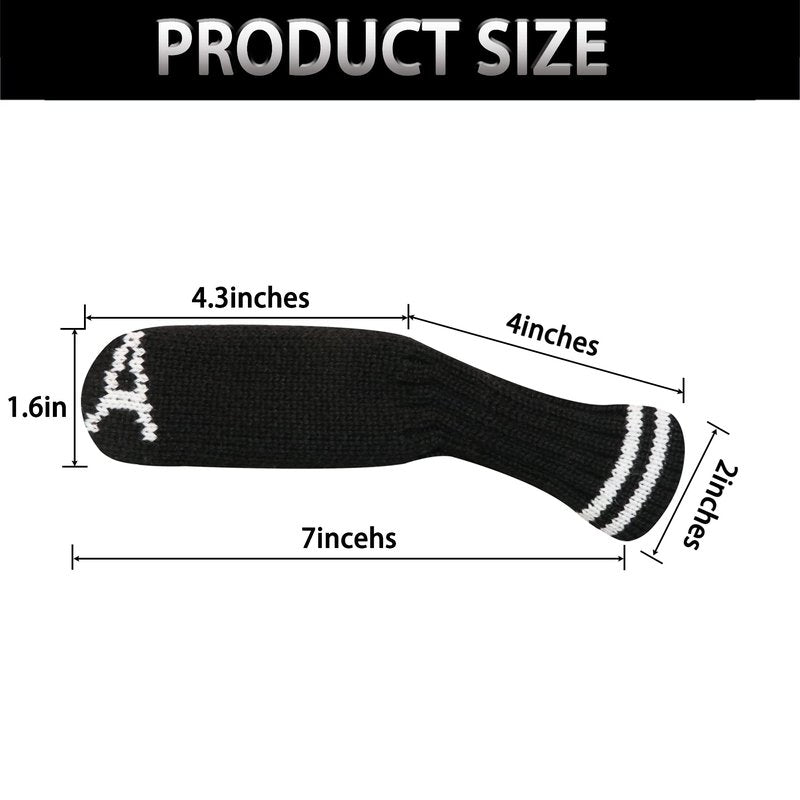 LeFeng 10pcs Knitted Golf Iron Head Covers 3-9/A/P/S Set - Lightweight and Durable Material - Multiple Patterns Golf Club Head Covers - Fit Well for Callaway Ping Taylormade Cobra Etc.(Black)