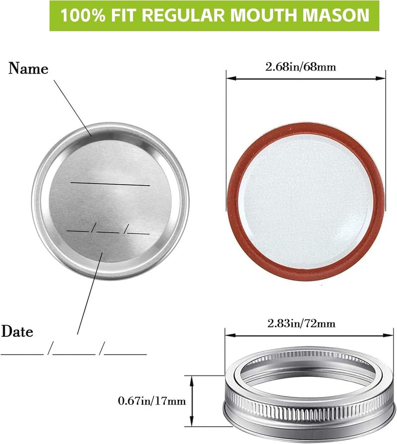 Electric Mason Jar Vacuum Sealer Kit - 48-Piece Set with Lids & Rings for Regular Mouth Jars