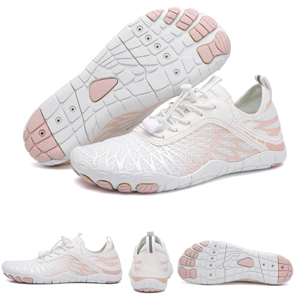 ELETON Barefoot Shoes Women Men Footwear, Wide Toe Box Hiking Zero Drop Non-Slip Quick-Dry River Boat Pool Beach Water Shoes, Lightweight Swimming Running Walking Sneakers Unisex White
