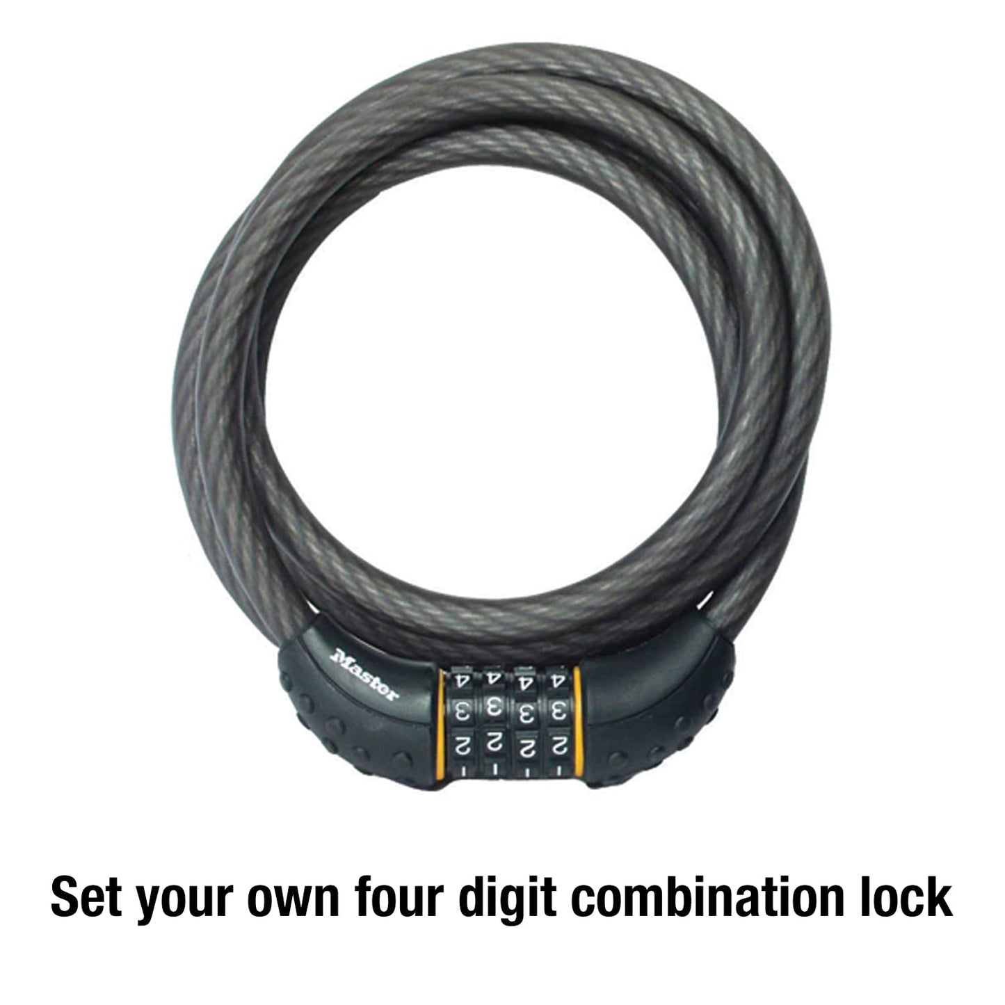 Master Lock Cable Lock, Set Your Own Combination Bike Lock, 6 ft. Long, 8122D, Black & Bike Lock Cable, Combination Bicycle Lock, Cable Lock for Outdoor Equipment, 8143D