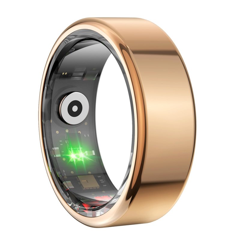 ASHATA Smart Ring Fitness, IP68 Waterproof Wearable NFC Smart Ring Sleep Tracking Body Temperature Monitor Pedometer Tracking Ring Ebook Page Turning Music Control (8), Rose Gold, ASHATAyn5qc03osi-15