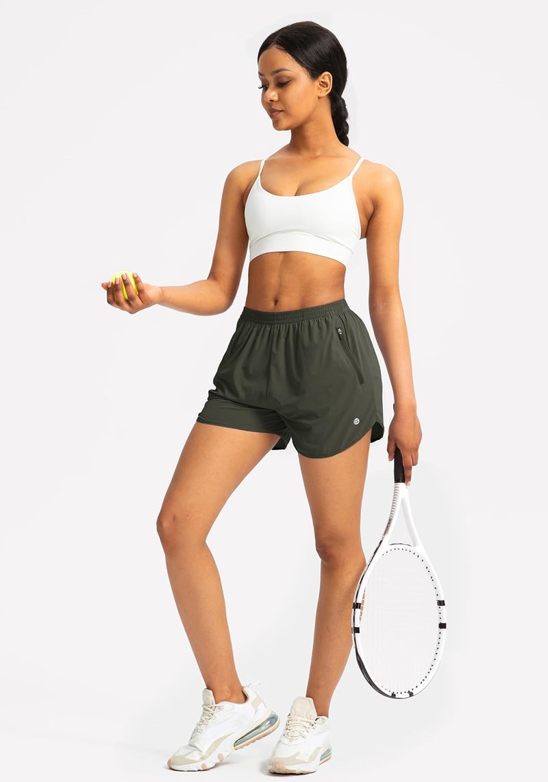 Women's Running Shorts - Quick Dry Athletic Gym Shorts with Zipper Pockets | Comfy Liner, 3" Length