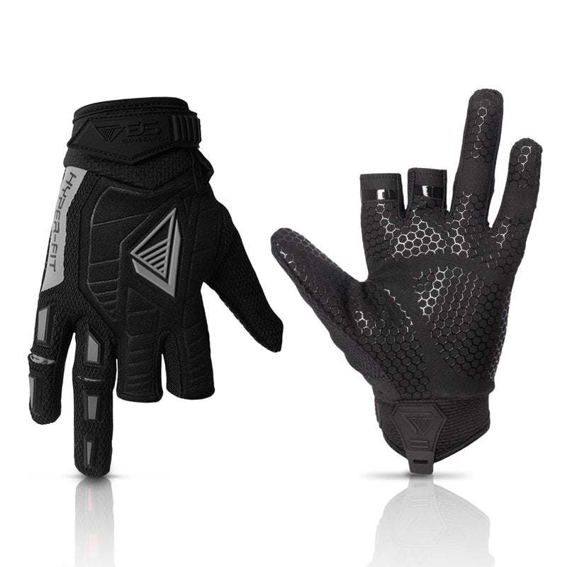Glove Station Hyper-Fit & Work Gloves - Gray, Large - 2 Fingerless Design Paintball & Airsoft Gear for Men with Outstanding Grip for, Hunting, & Work