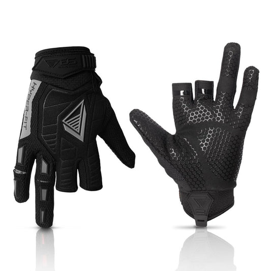 Glove Station Hyper-Fit & Work Gloves - Gray, Large - 2 Fingerless Design Paintball & Airsoft Gear for Men with Outstanding Grip for, Hunting, & Work
