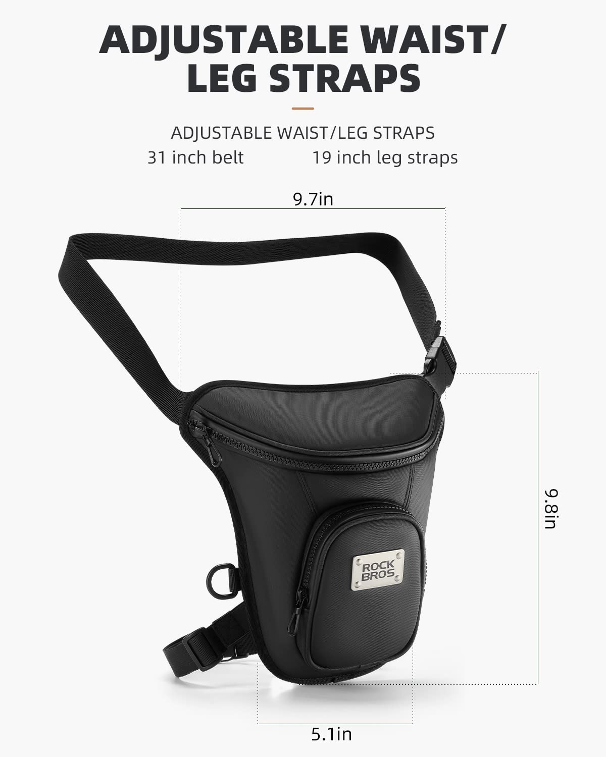 ROCKBROS Drop Leg Bag for Men Women - Motorcycle Thigh Bag with Removable Leg Harness for Hiking, Climbing, Cycling, Fishing, Riding, Travel