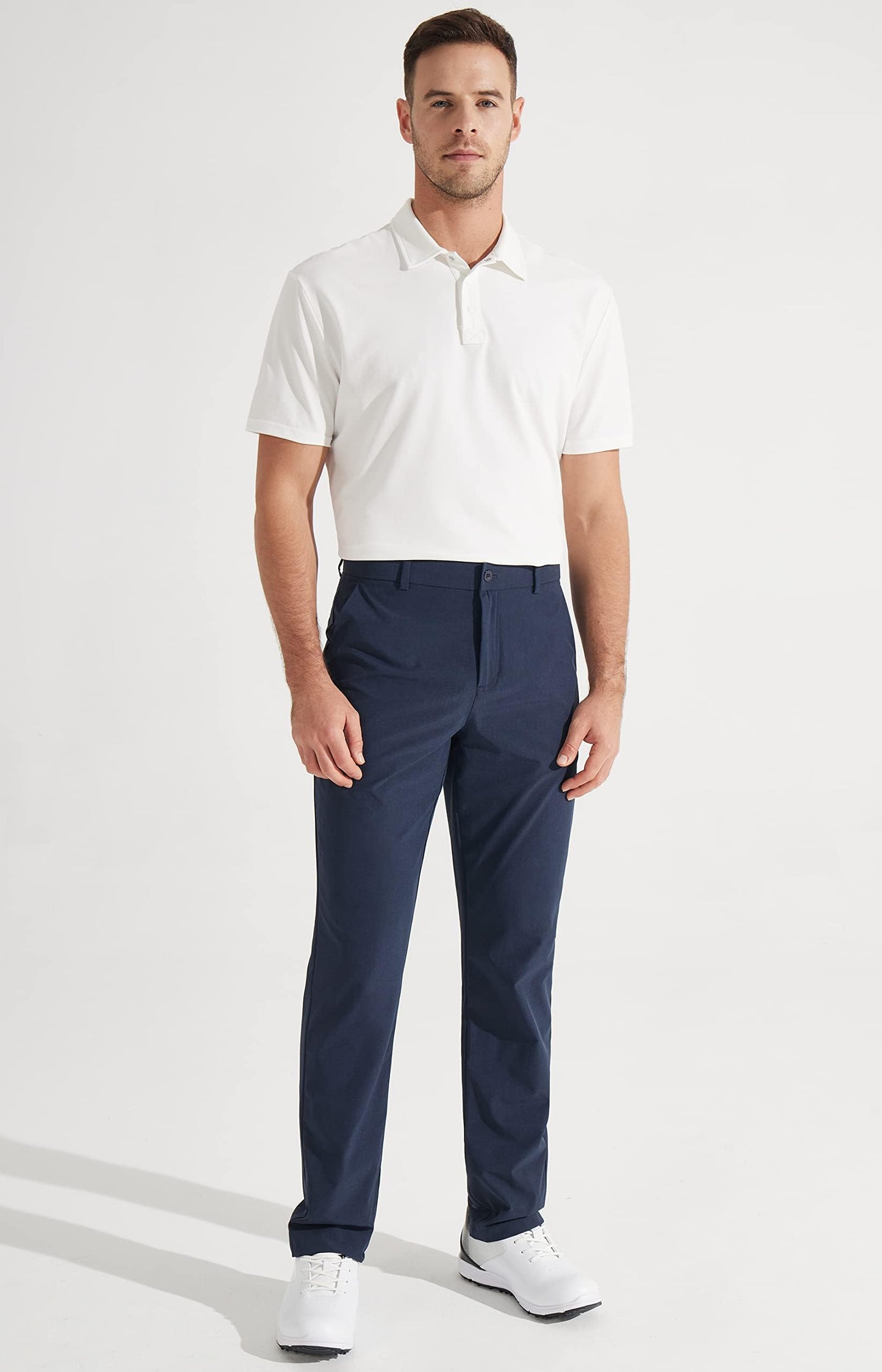 Libin Mens Golf Pants Classic Fit Stretch Work Dress Pants 32" Quick Dry Lightweight Business Casual Trousers Comfort Water Resistant, Navy Blue, 30W x 32L
