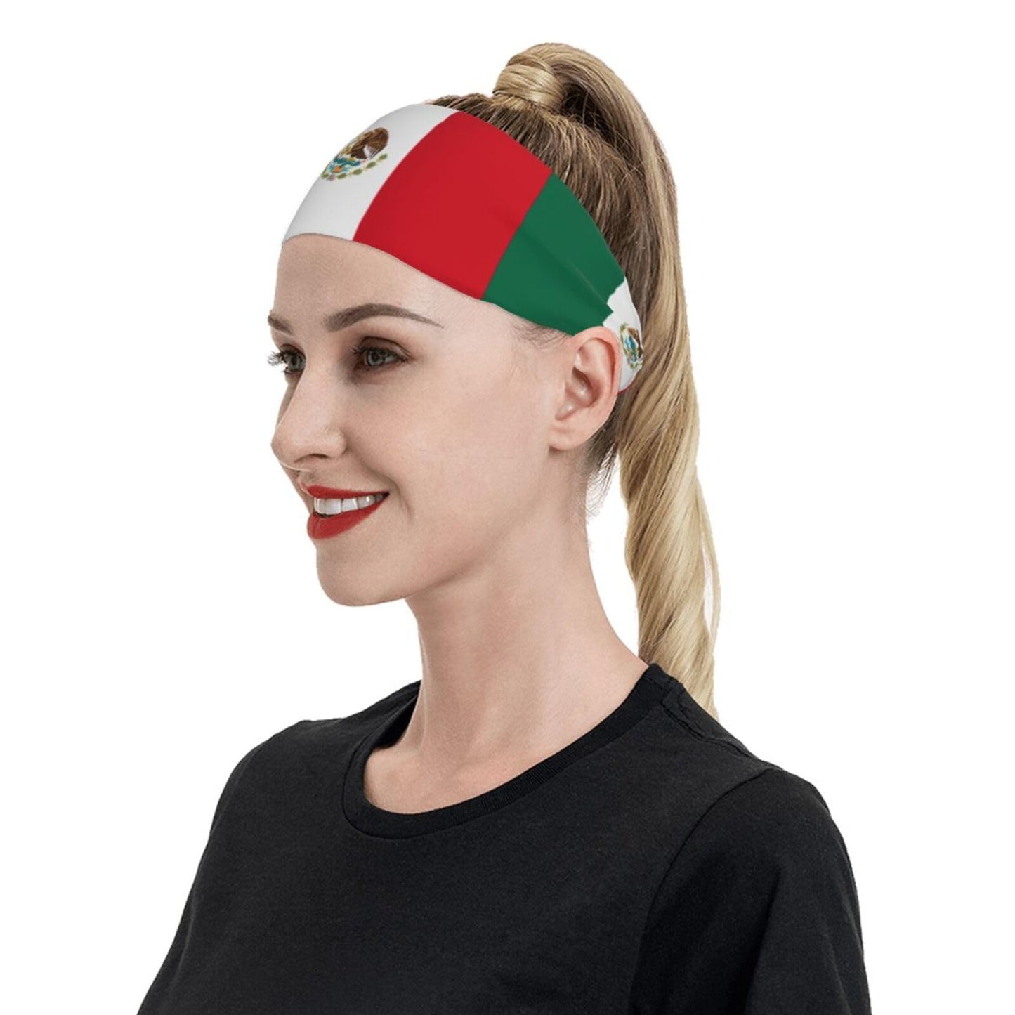 Sports Sweatband Headbands for Men and Women, Moisture-Wicking Athletic Flag of Mexico Design for Running, Yoga, Gym - Ideal for Sports Enthusiasts