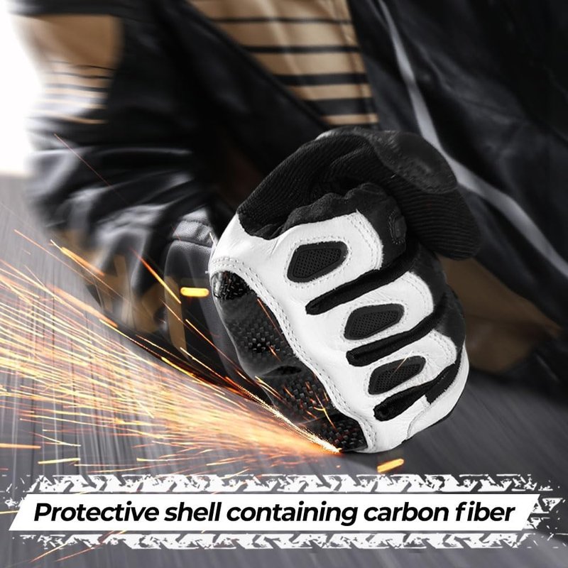 Goatskin Leather Motorcycle Gloves - Carbon Knuckle Protection & Comfort | Durable & Stylish