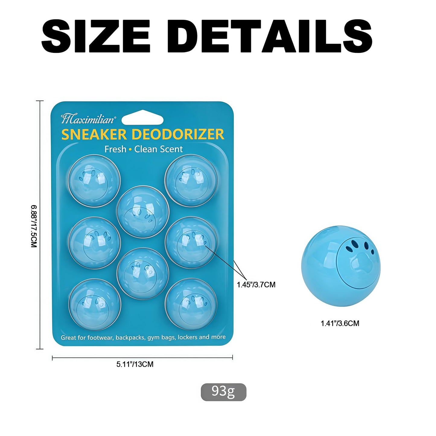 MAXIMILIAN Blue Shoe Deodorizer Balls 8pcs Professional Sneaker Balls